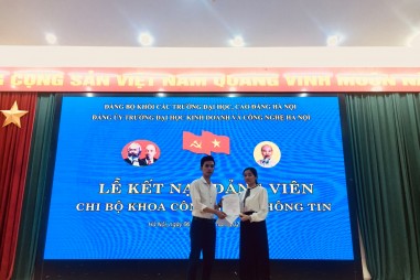 Lễ kết nạp Đảng viên của các Chi bộ phòng quản trị A, Phòng y tế và khoa Công nghệ thông tin trường Đại học Kinh doanh và Công nghệ Hà Nội